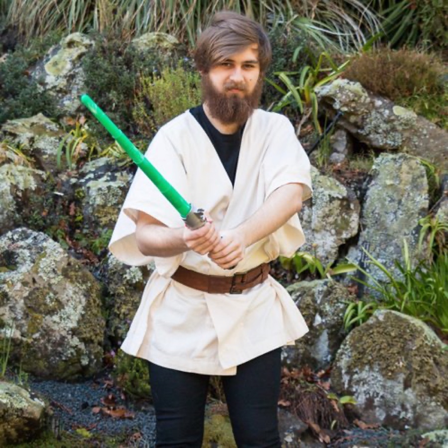 Jedi-inspired lightsaber-wielding character performer for NZ parties